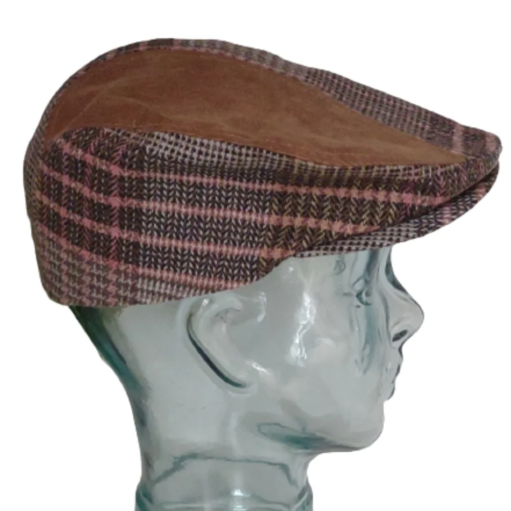 Target Newsboy Cap Hat Pink Brown Tweed Houndstooth Corduroy Flat Cabbie